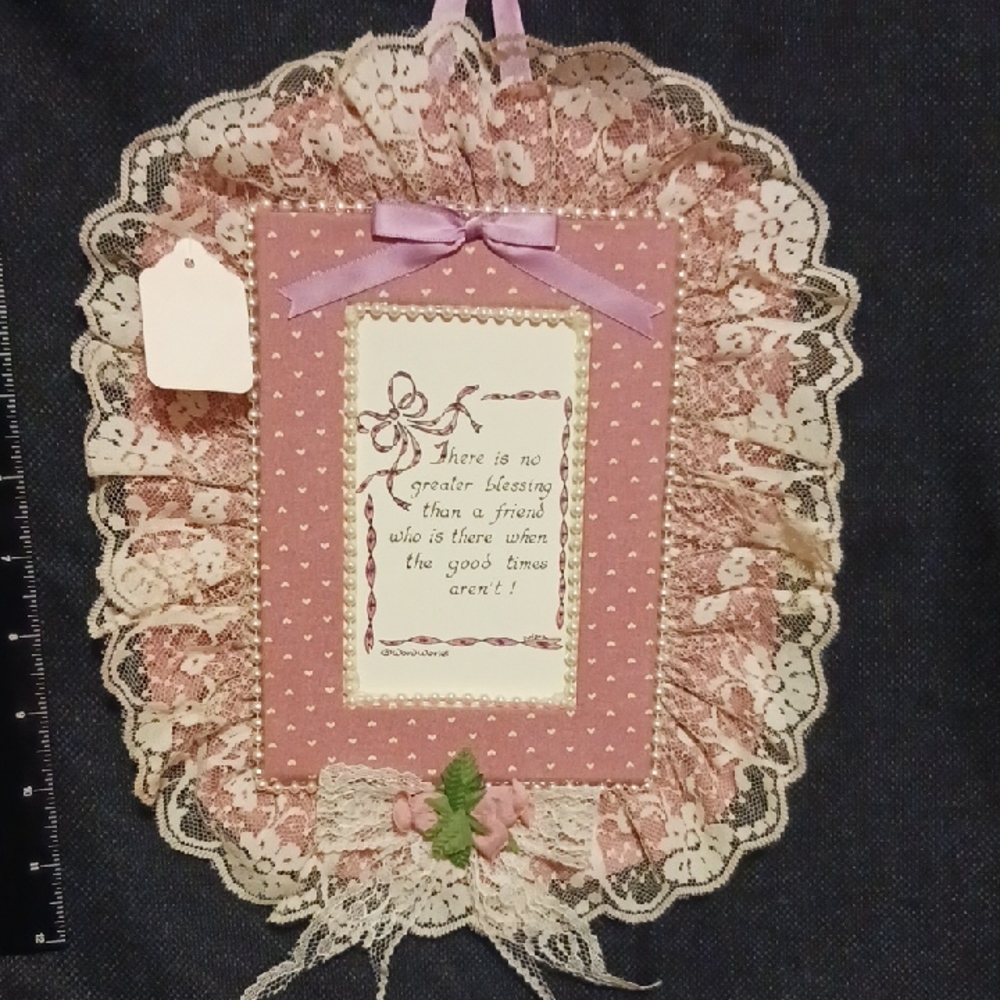 Pink and Cream Lace Wall Hanging